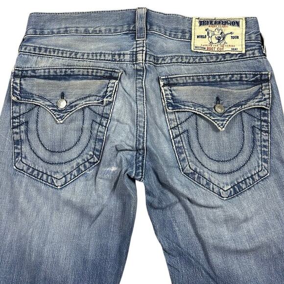 True Religion Y2K Distressed Custom Swarovski Bootcut Jeans - Picture 4 of 6